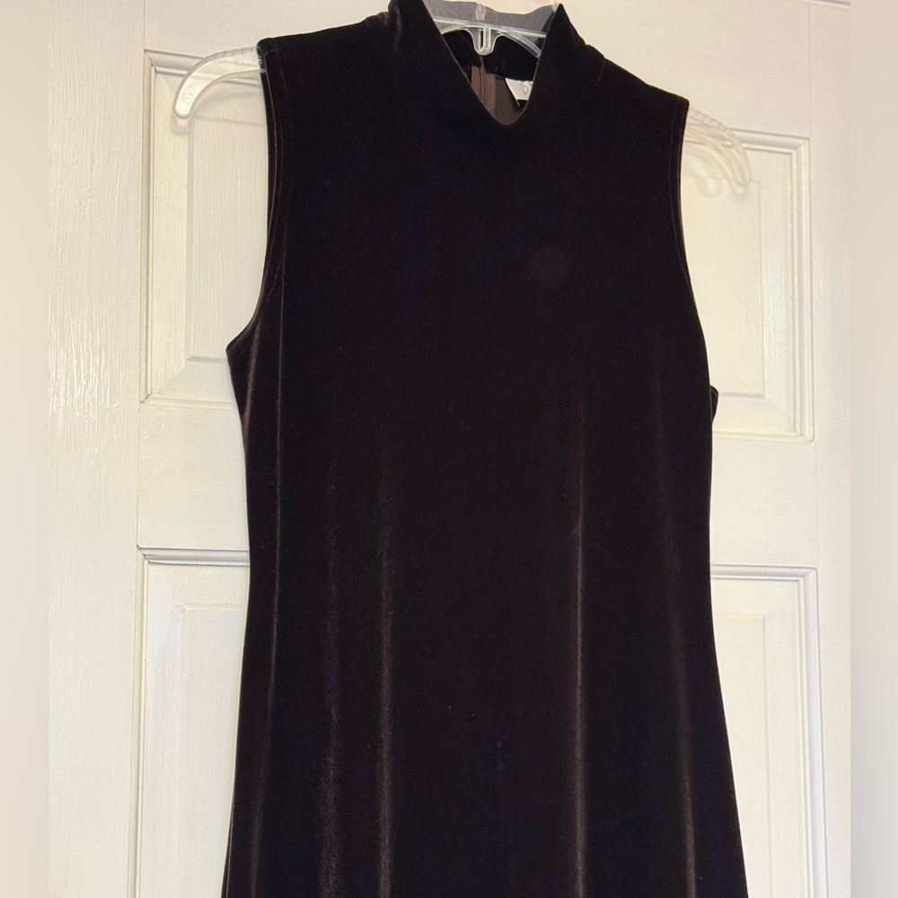 Petite Sophisticate Chocolate Brown Velvet Midi Dress